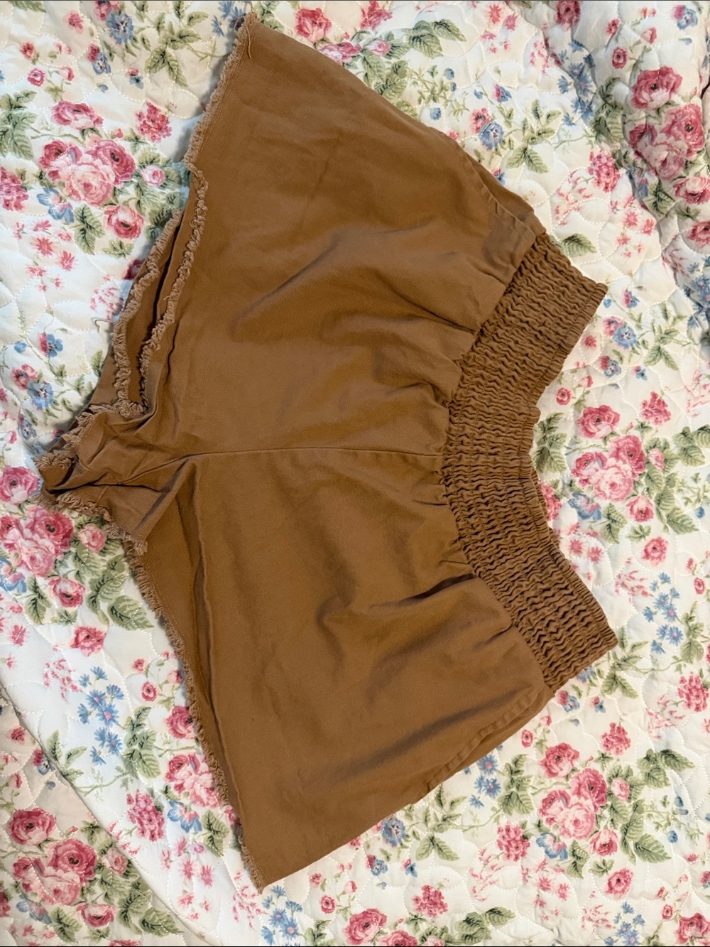 wild fable Brown High-Waist Smocked Shorts